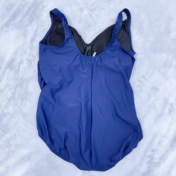 Lands End SlenderSuit Tummy Control Wrap One Piece Swimsuit Blue Womens 22W DD - Picture 5 of 12